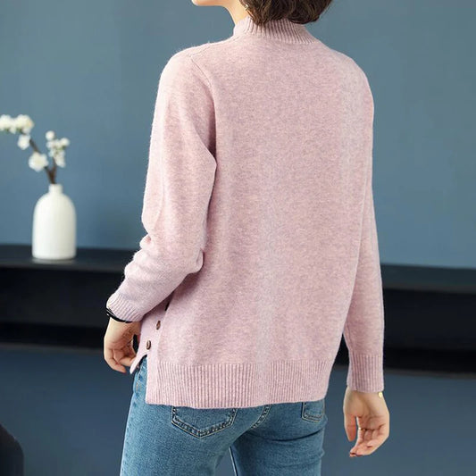 Beautiful Pink Turtleneck Sweater Women 2025 Autumn Winter Long Sleeve