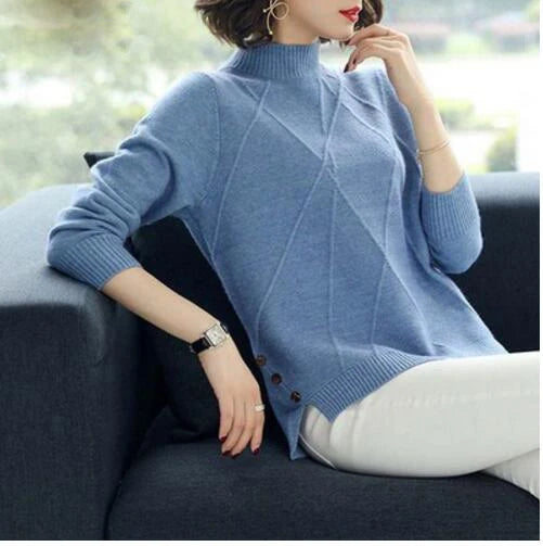 Beautiful Pink Turtleneck Sweater Women 2025 Autumn Winter Long Sleeve