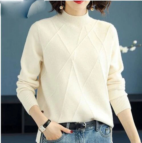 Beautiful Pink Turtleneck Sweater Women 2025 Autumn Winter Long Sleeve