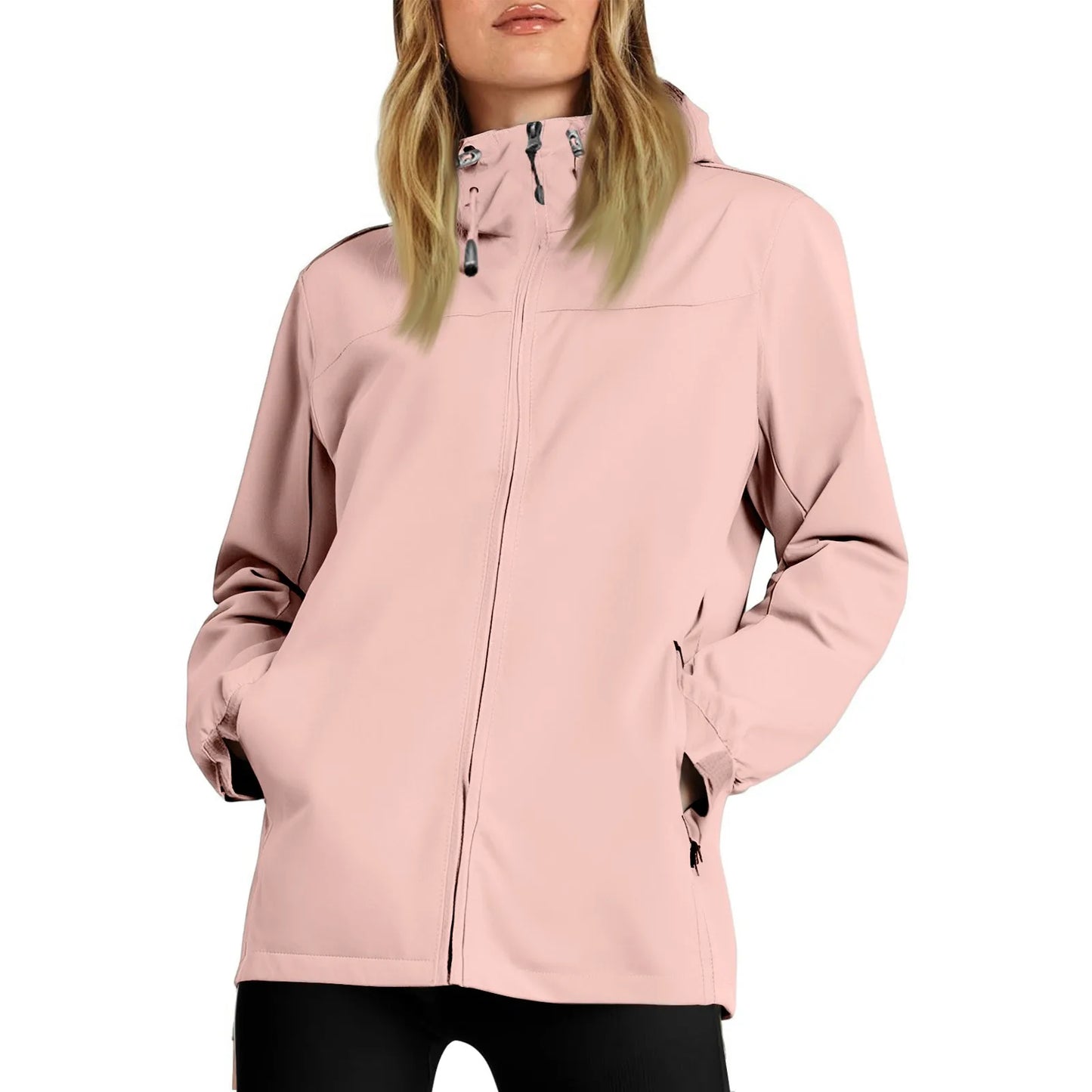Women'S Loose Casual Fashionable Outdoor Solid Color Windproof Waterproof Jacket