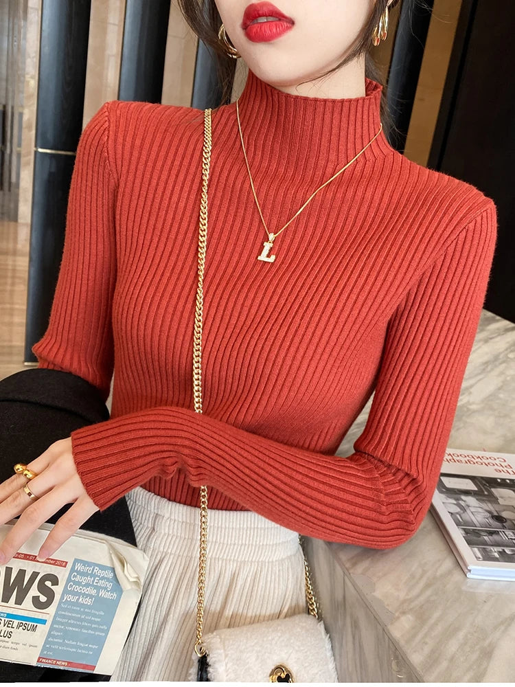 Tops Women Turtleneck Sweater Long Sleeve