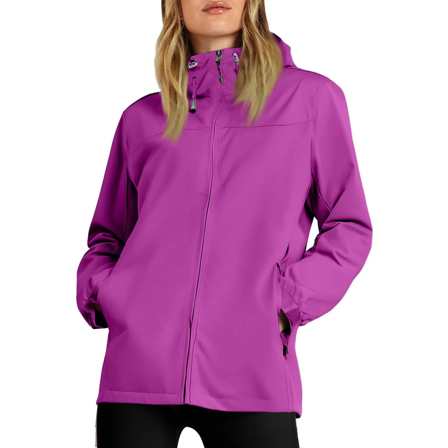 Women'S Loose Casual Fashionable Outdoor Solid Color Windproof Waterproof Jacket