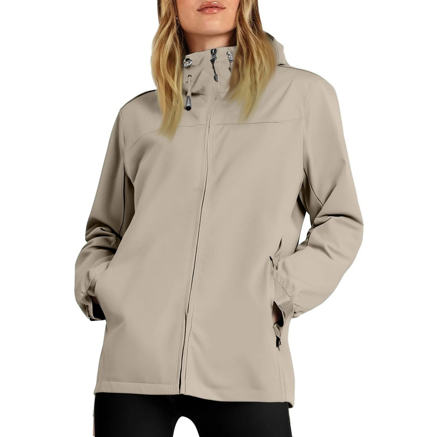 Women'S Loose Casual Fashionable Outdoor Solid Color Windproof Waterproof Jacket