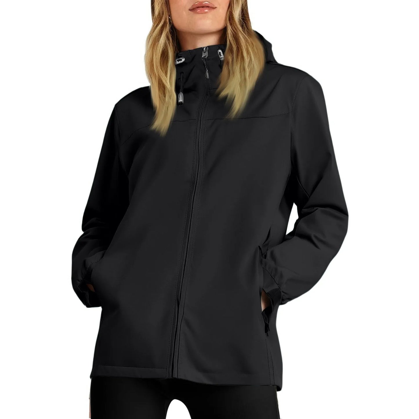 Women'S Loose Casual Fashionable Outdoor Solid Color Windproof Waterproof Jacket