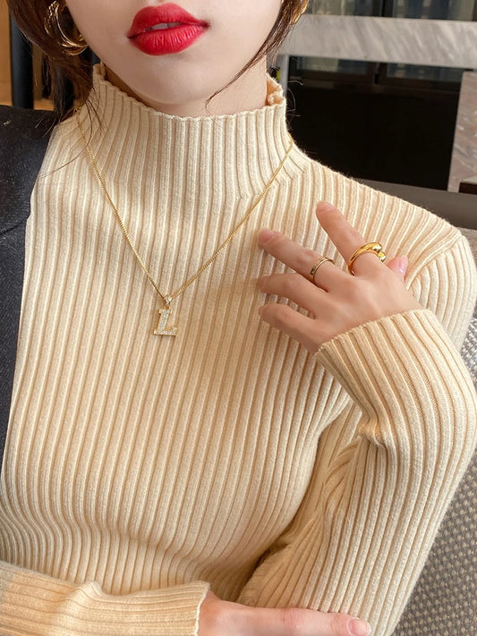Tops Women Turtleneck Sweater Long Sleeve