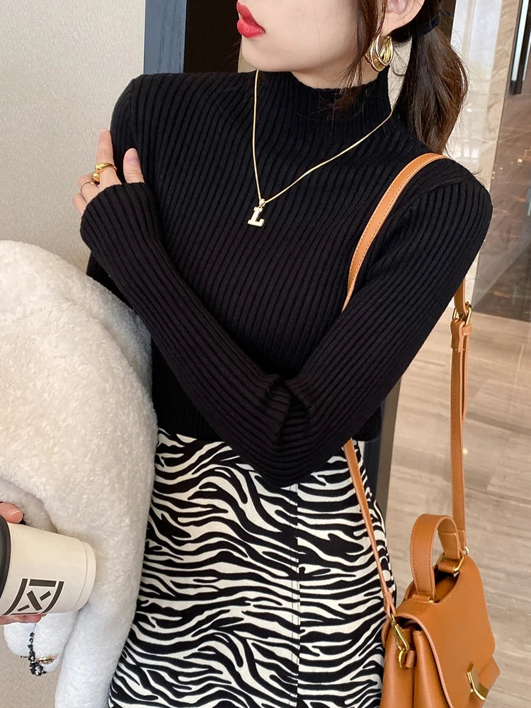 Tops Women Turtleneck Sweater Long Sleeve