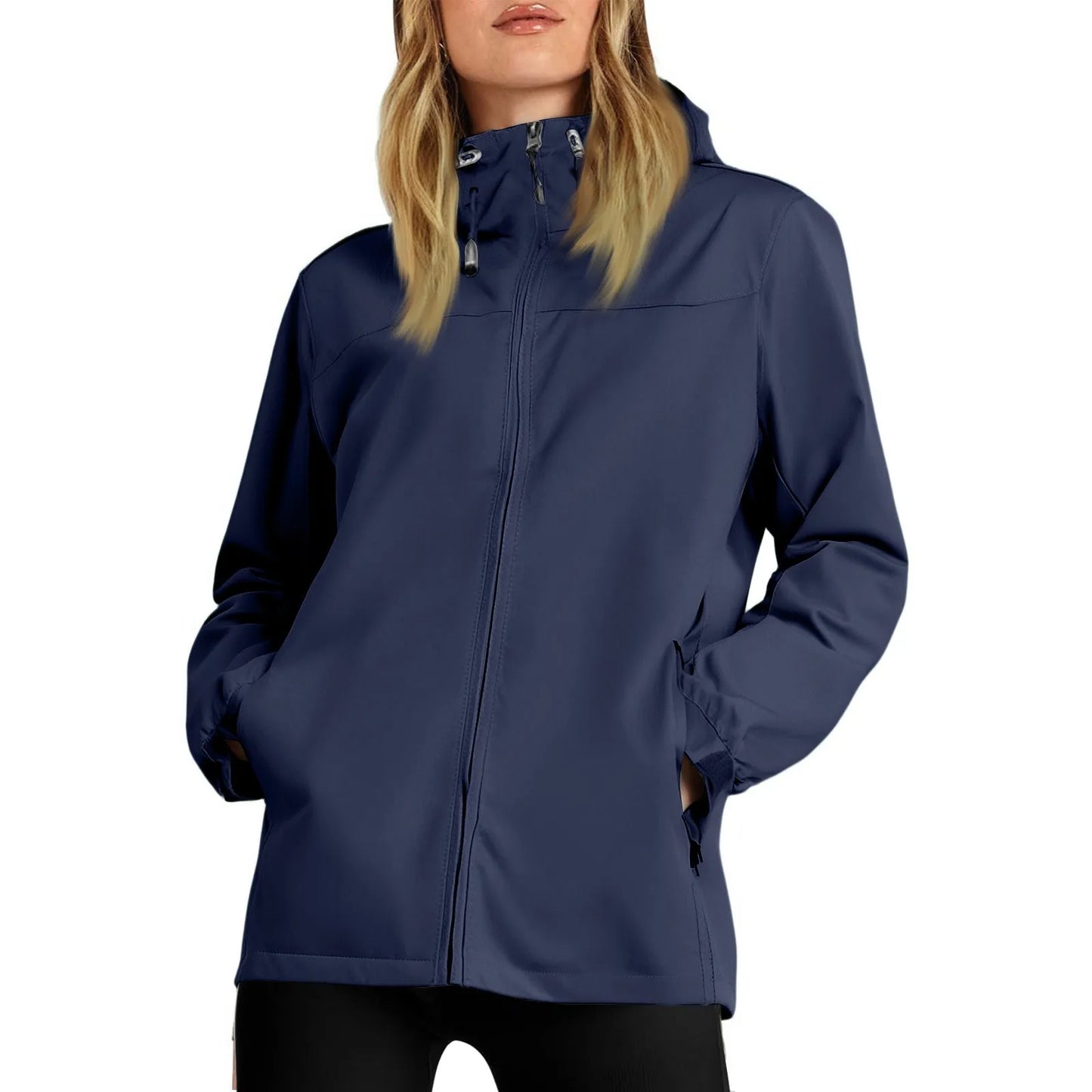 Women'S Loose Casual Fashionable Outdoor Solid Color Windproof Waterproof Jacket