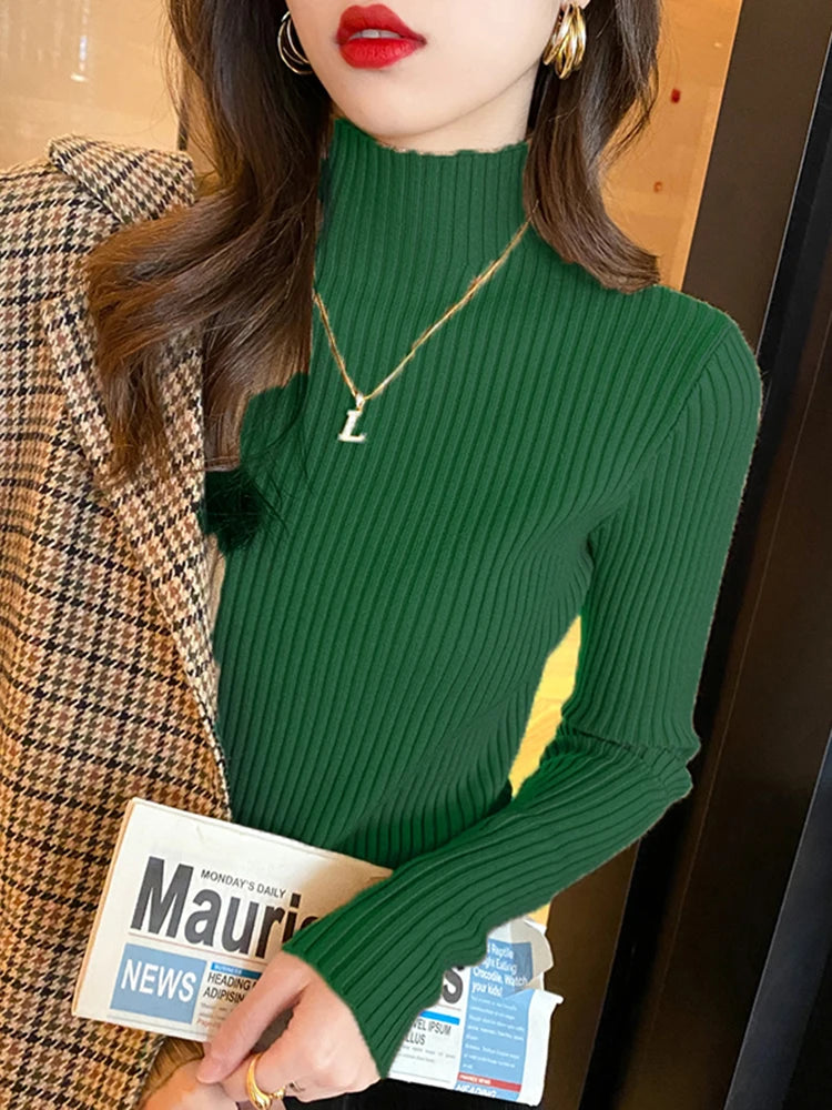 Tops Women Turtleneck Sweater Long Sleeve