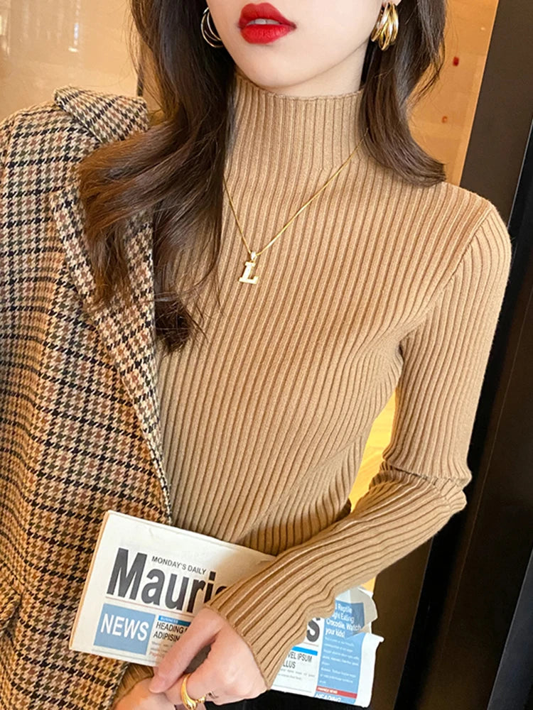 Tops Women Turtleneck Sweater Long Sleeve